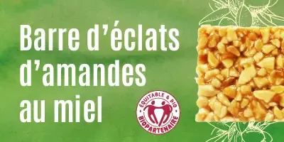 Barre d'éclats d'amandes au miel