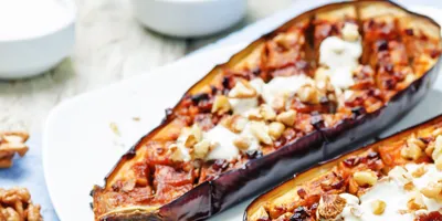 Aubergines aux noix et feta