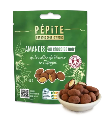 Les amandes au chocolat noir de la vallée de Pinoso en Espagne