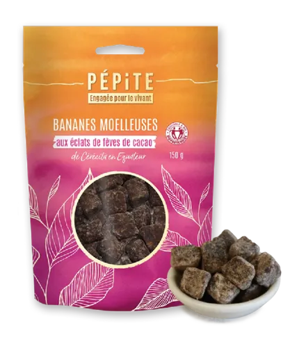 Les bananes moelleusesaux éclats de fèves de cacao  de Cerecita en Equateur
