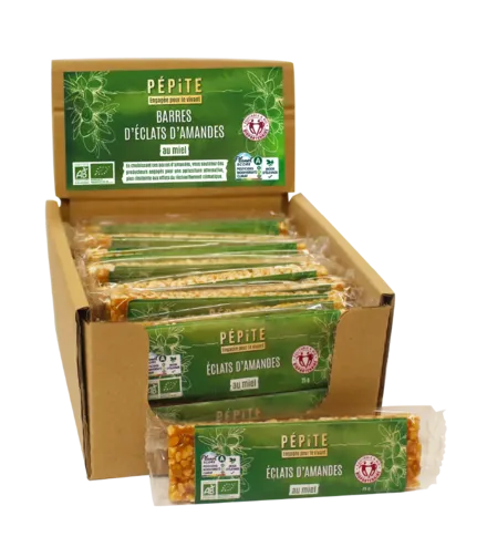 Barre d'éclats d'amandes au miel de la vallée de Pinoso en Espagne