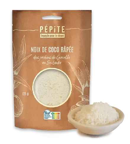 La noix de coco râpée  des jardins de Giriulla au Sri Lanka