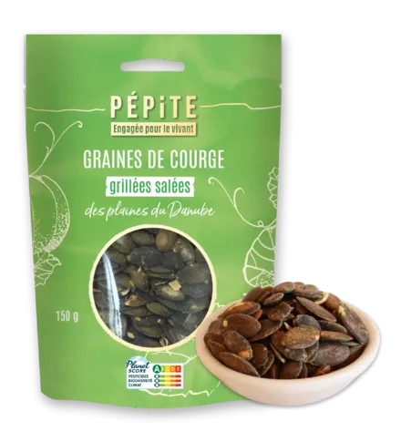 Les graines de courge grillées salées  des plaines du Danube