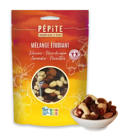 Le mélange Étudiant Raisins - Noix de cajou - Amandes - Noisettes