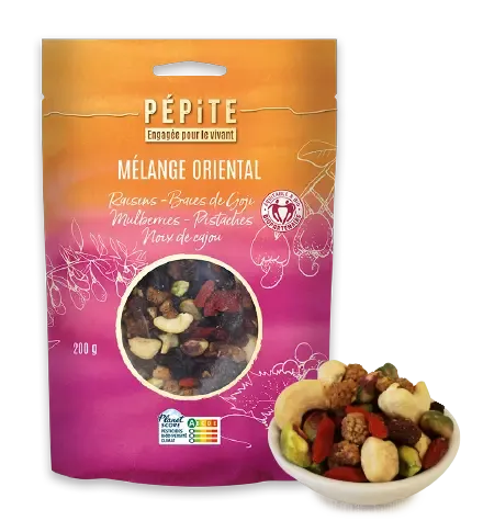 Le mélange oriental Raisins - Baies de Goji - Mulberries - Pistaches - Noix de cajou