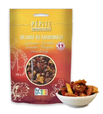 Le mélange du randonneur Cranberries - Noisettes - Amandes - Baies de Goji - Mangues