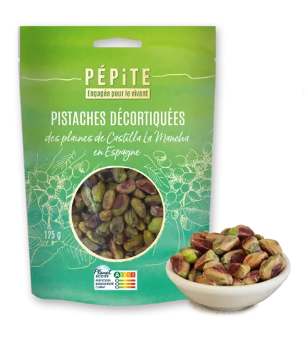 Les pistaches décortiquées  des plaines de Castilla la Mancha en Espagne