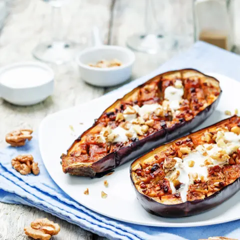Aubergines aux noix et feta