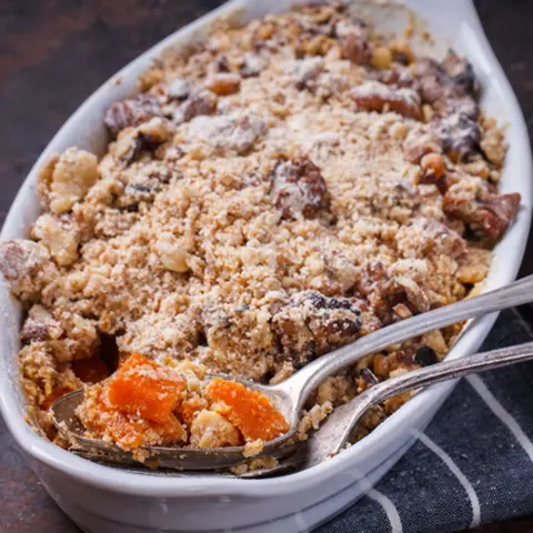 Crumble Potiron - Noisettes - Amandes